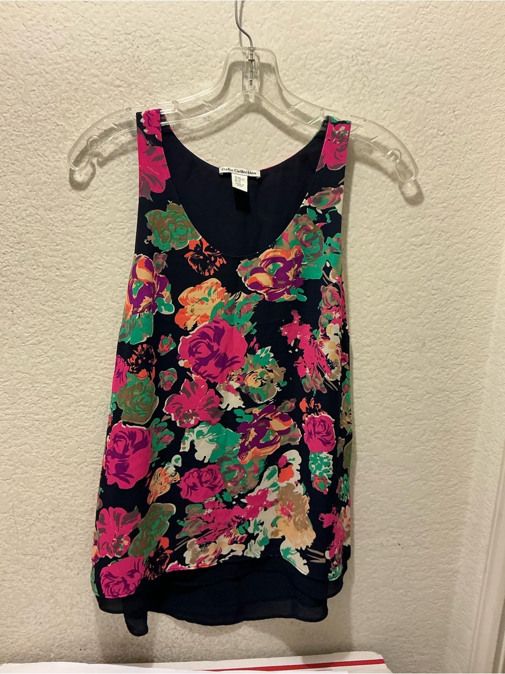 Dalia Collection Navy Floral Camisole with Pink & Green Accents